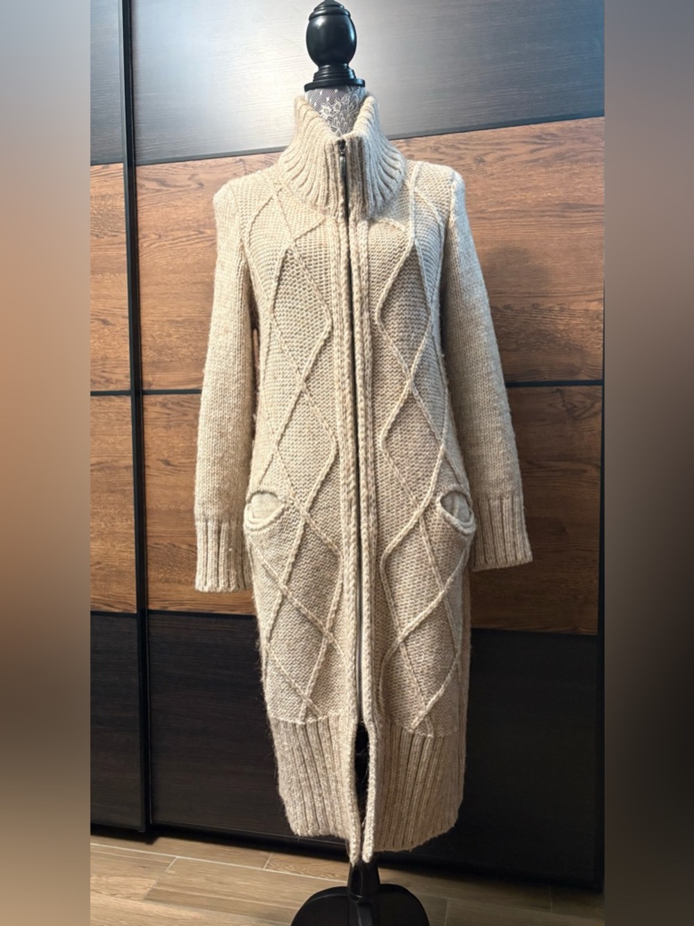 Simons Beige Longline Turtleneck Sweater